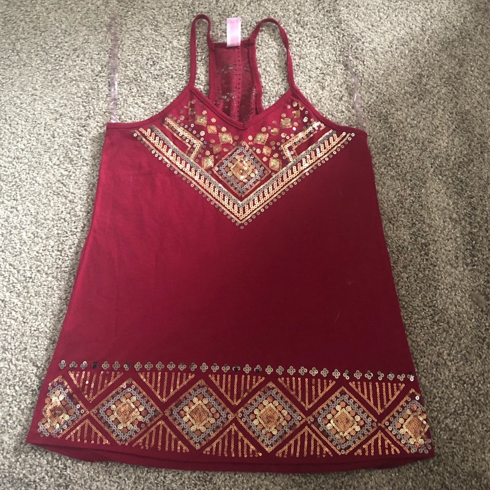 Maroon sequin tank top